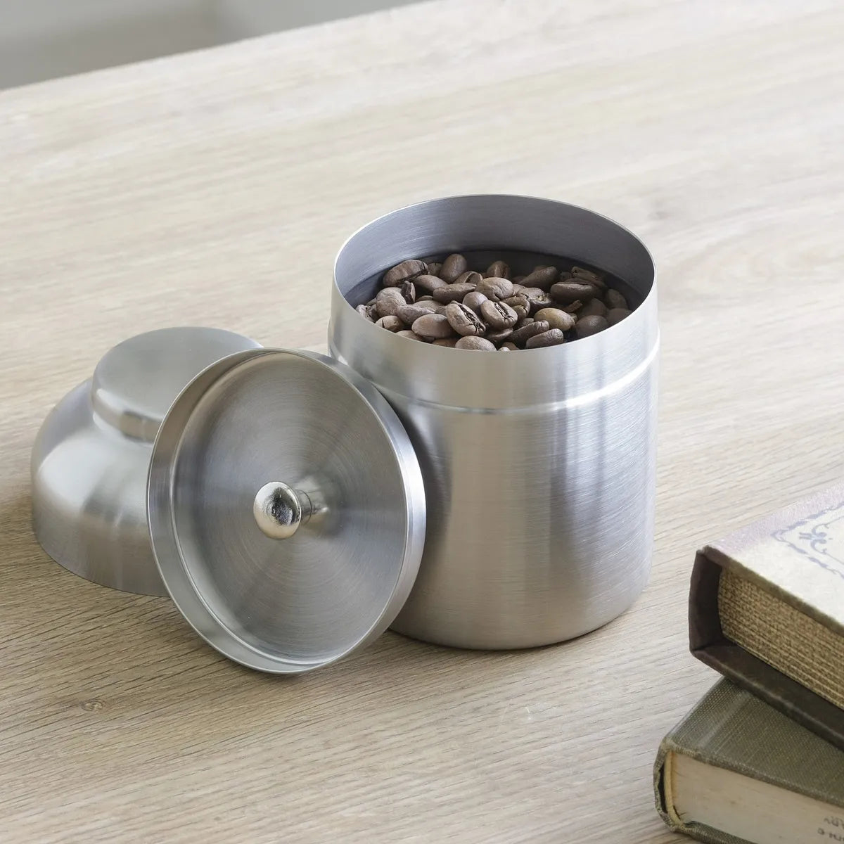 Stainless Steel Coffee Canister for 100g Coffee bean, Made in Japan 40622