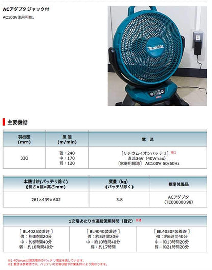 40V Rechargeable Industrial Fan 330mm (battery/charger excluded) CF002GZ - imy Shop Japan