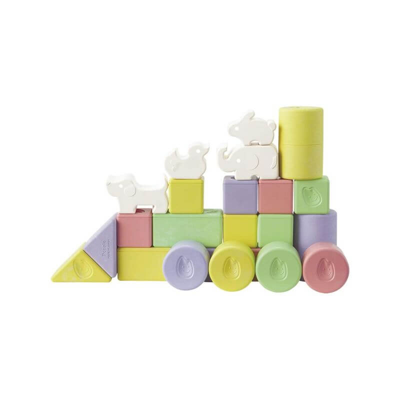 Rice-Based Animal Stacking Blocks (29-piece), Made in Japan KM-029
