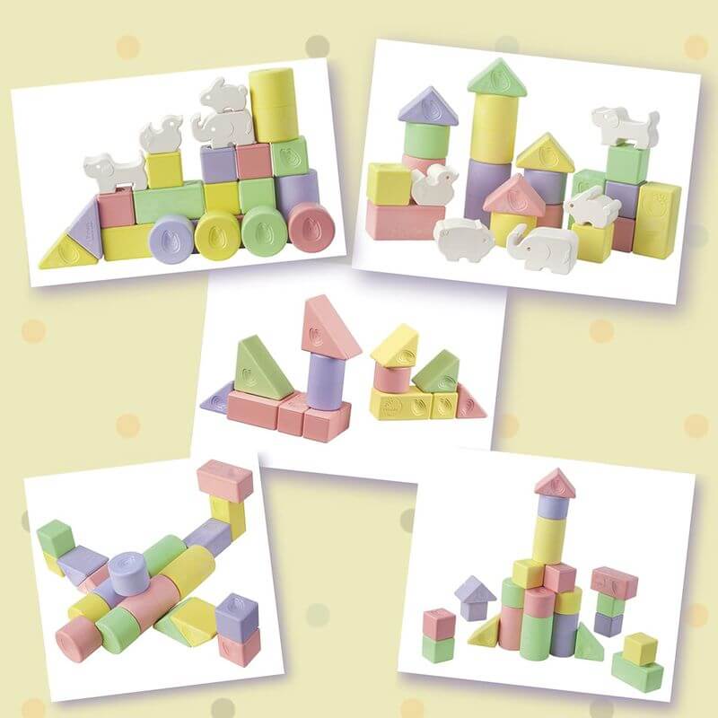 Rice-Based Animal Stacking Blocks (29-piece), Made in Japan KM-029