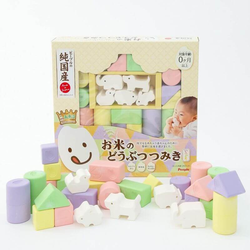 Rice-Based Animal Stacking Blocks (29-piece), Made in Japan KM-029