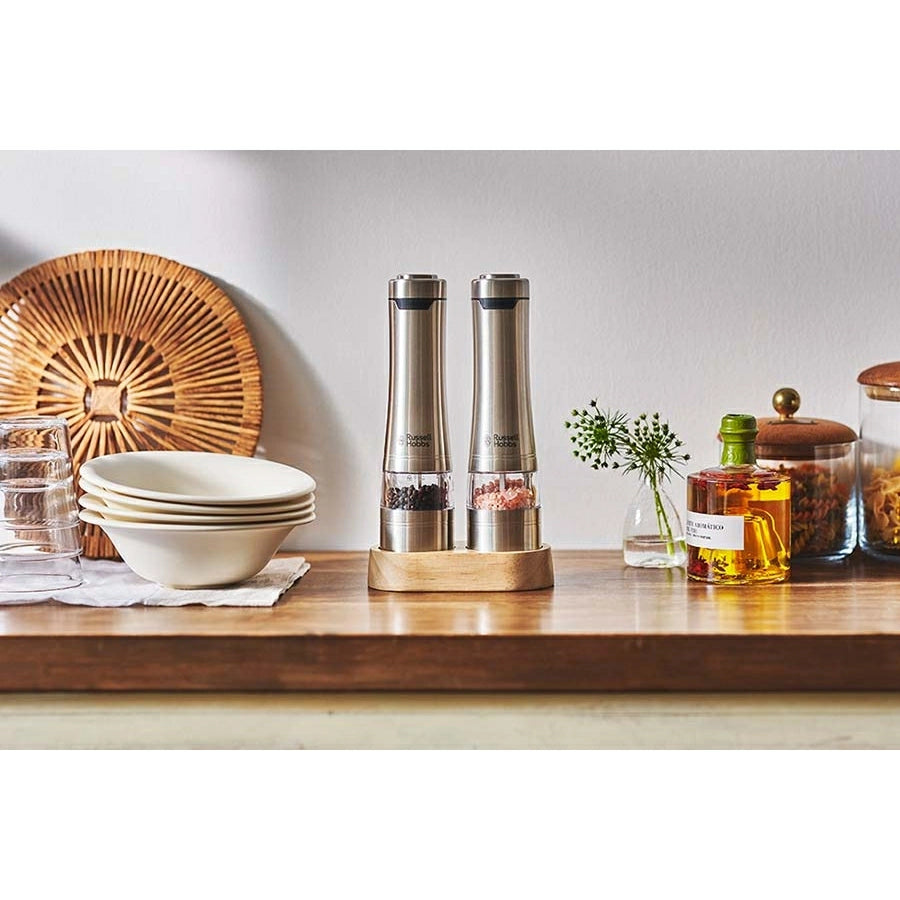Electric Salt And Pepper Mill Wood Stand Set 7923JP - imy Shop Japan