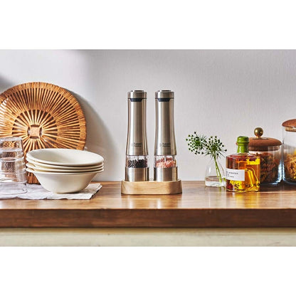 Electric Salt And Pepper Mill Wood Stand Set 7923JP - imy Shop Japan