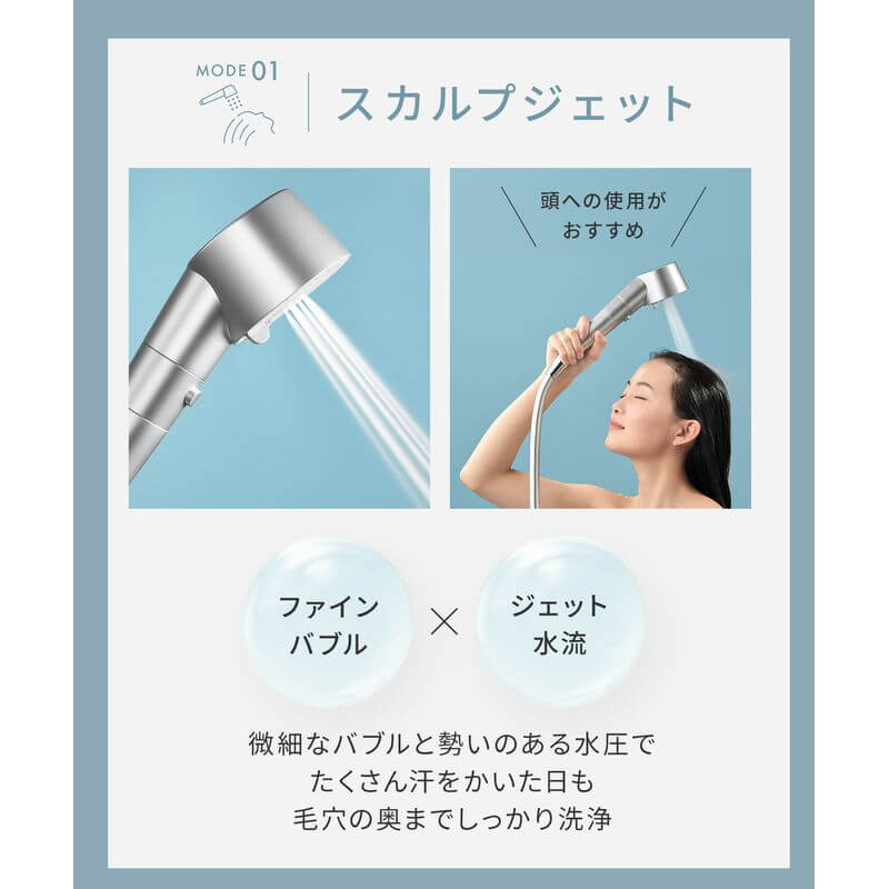 Fine Bubble Shower Head with Chlorine Removal Cartridge & Bicarbonate Tablets SAL23303WS - imy Shop Japan