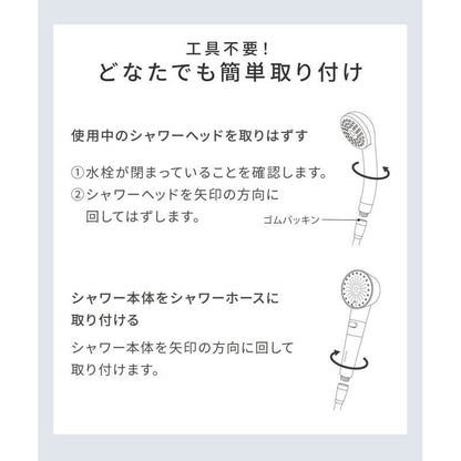 Fine Bubble Shower Head with Chlorine Removal Cartridge & Bicarbonate Tablets SAL23303WS - imy Shop Japan