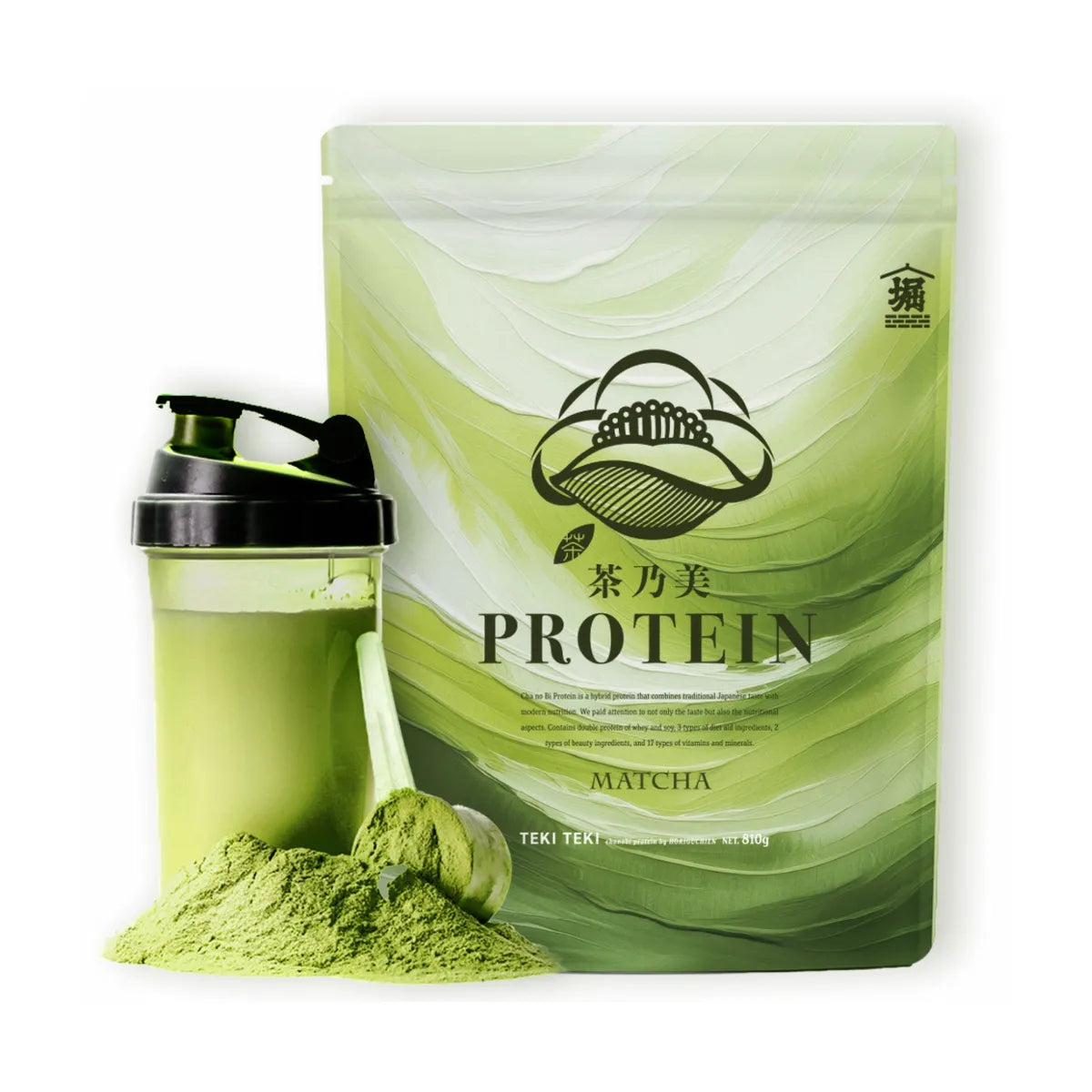 Chanobi Tea-Flavored Whey and Soy Protein Powder 810g, Made in Japan