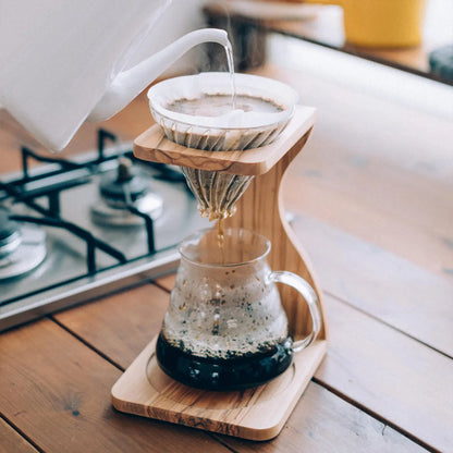 V60 橄欖木架手沖咖啡組 1-4杯用 VSS-1206-OV