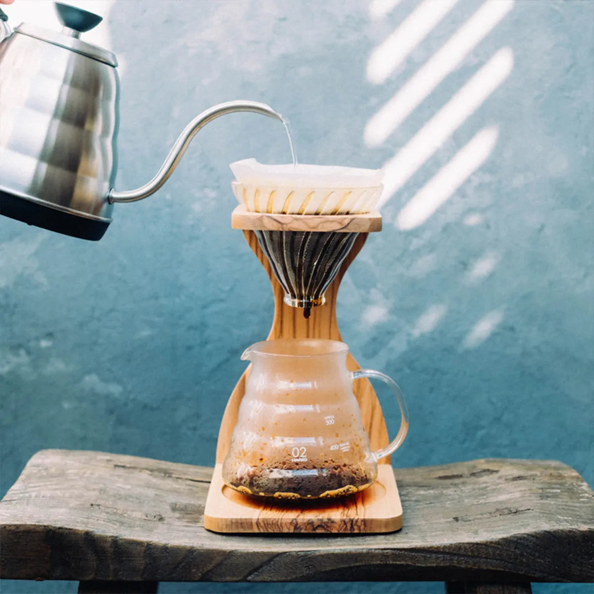 V60 橄欖木架手沖咖啡組 1-4杯用 VSS-1206-OV
