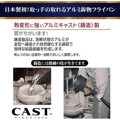 CAST VARIUS 把手可拆式平底鍋, 瓦斯爐用 A-3114